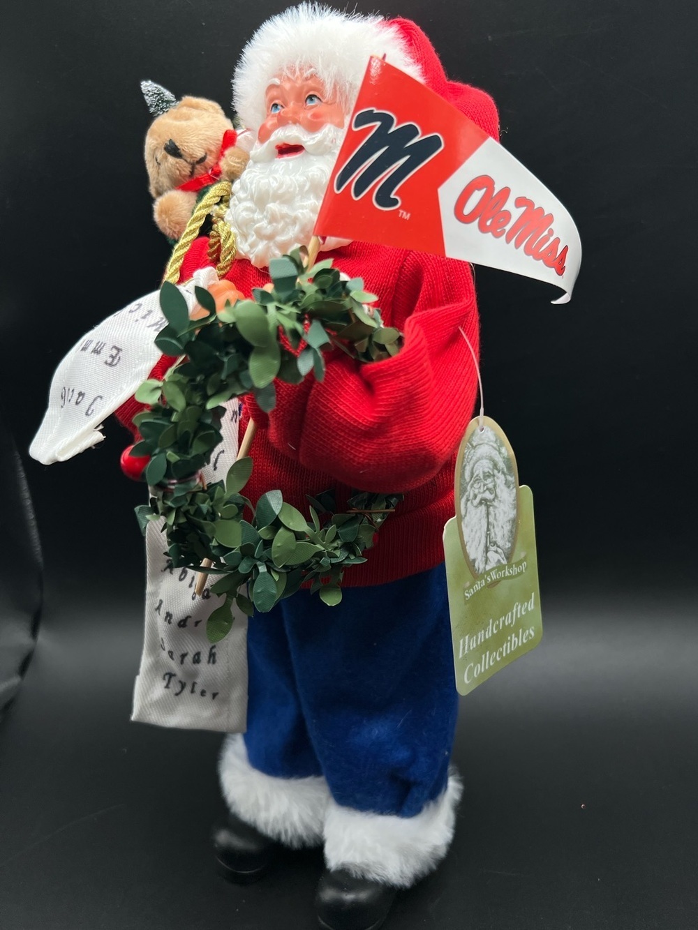 Ole Miss Rebels Hand-Crafted Collectible Santa by Santa’s Workshop Decor